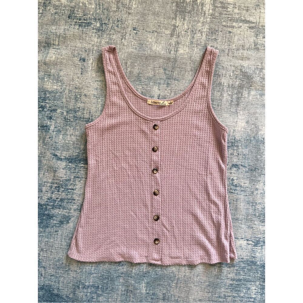 Liberty Love Lavender Mauve Waffle Knit Tank Top Large